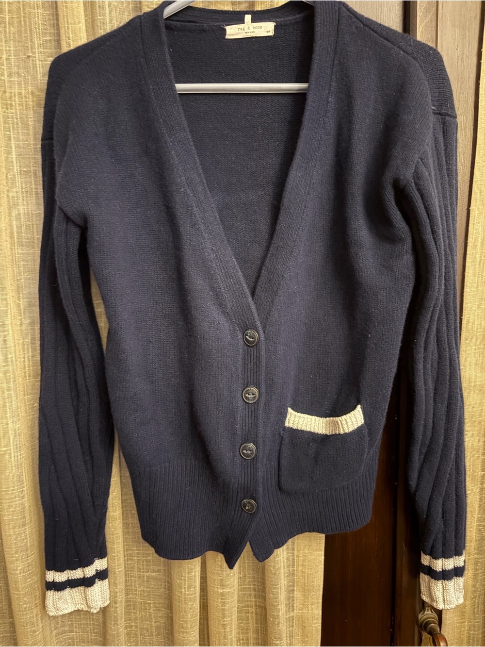 rag & bone Navy V-Neck Button Cardigan